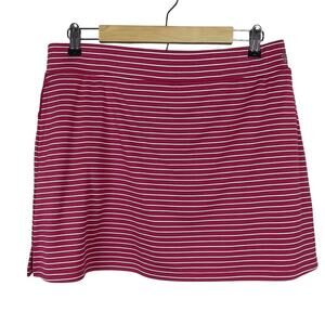 Izod Golf Skort Red White Striped‎ Pull On Stretch Women's L Pockets Skirt